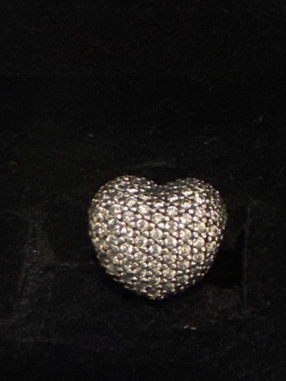 Pandora Retired Pavé Heart Clip Charm Clear CZ Sterling 925 - Picture 8 of 12